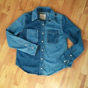 Two tone denim button down